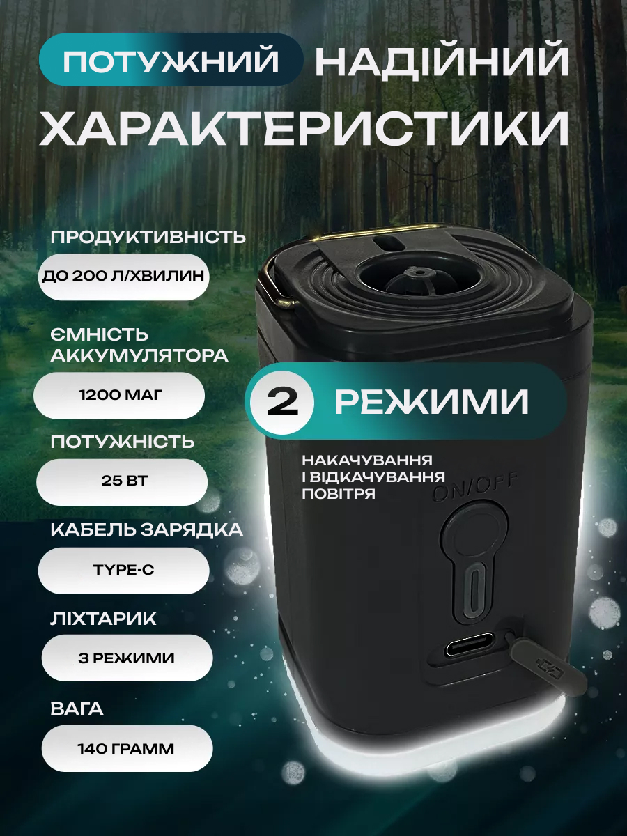 Беспроводний міні насос 4 в 1
